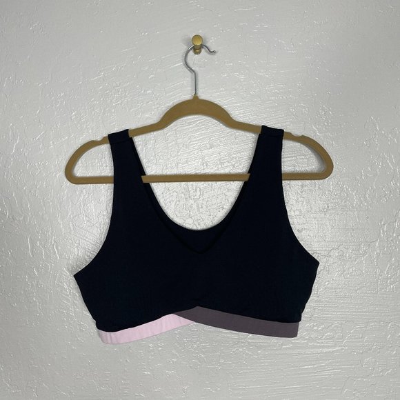 Fabletics Other - Fabletics Women L Black Gray White Winn Medium Impact Sports Bra Padded Athletic